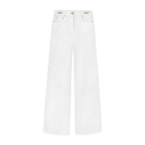 Hvid Denim Flared Jeans med Medusa Head