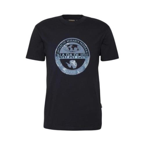 Blå T-shirt med Norsk Flag Print