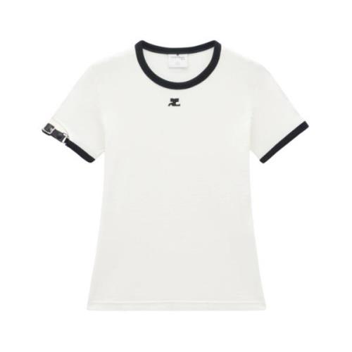 Hvid Spænde Kontrast T-shirt