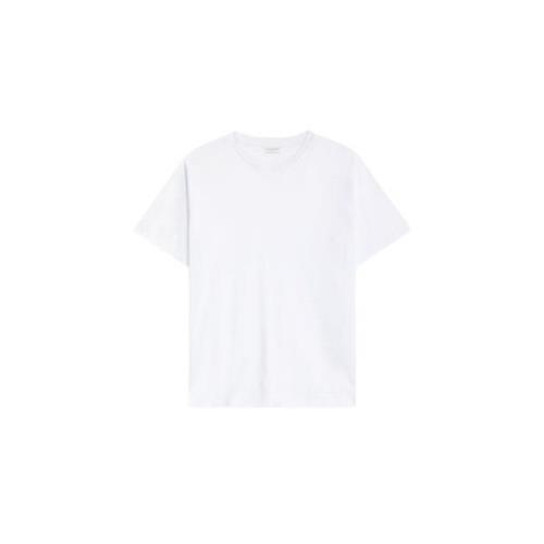 Hvid Bomulds T-shirt med Crew Neck