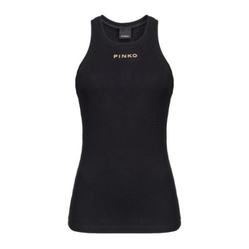 Ribbet Bomuld Tank Top med Logo