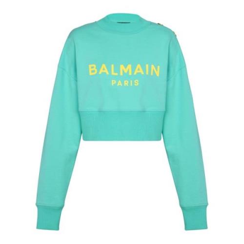 Cropped sweatshirt med Paris print