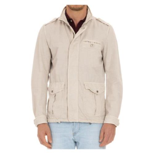 Beige Field Jacket Bomuld Linned