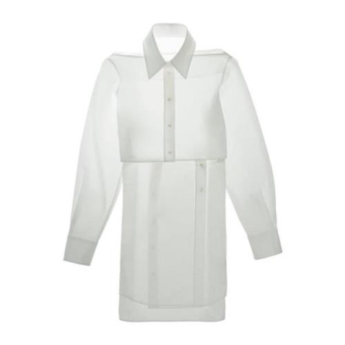 Hvid Bomuldsskjortekjole med Slidsdetalje