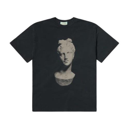 Aldret Statue Sort Trykt T-shirt