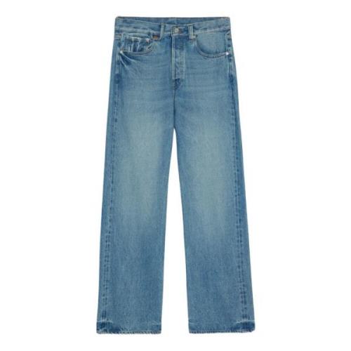 Blå Lige Ben Bomuld Jeans