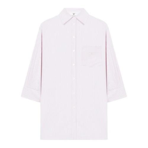 Pink Stribet Jacquard Skjorte