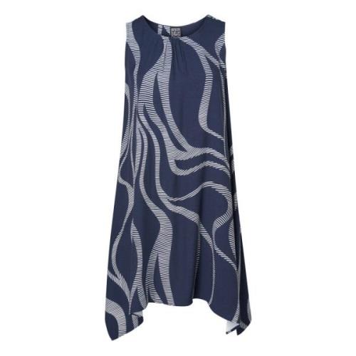 Abstrakt Print Navy Blue Kjole Charoline