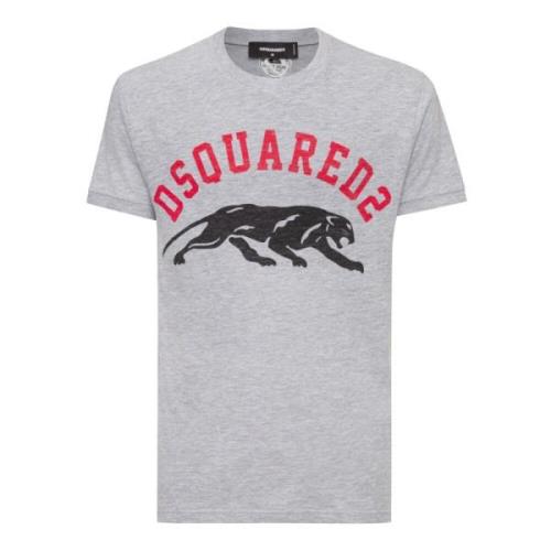 Grå T-shirts og Polos med DSQUARED Panther Logo
