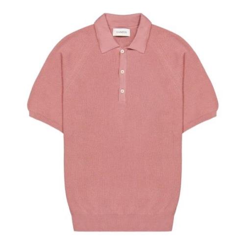 Pink Bomuld Mesh Polo med Knapper