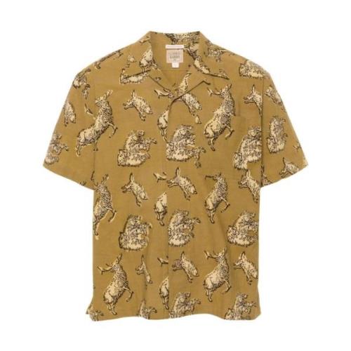 Wildlife Print Camp Collar Skjorte