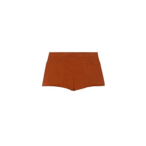 Læderbrune shorts med store lommer