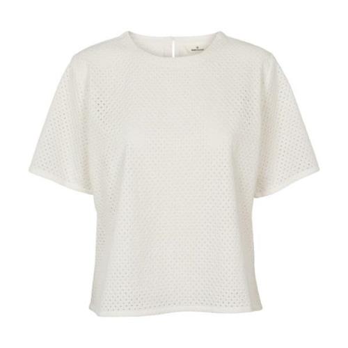 Broderet T-Top - Bright White