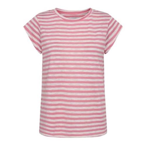 Stribet SS T-shirt, Barbie Pink White