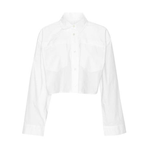 Cropped Poplin Skjorte - Hvid