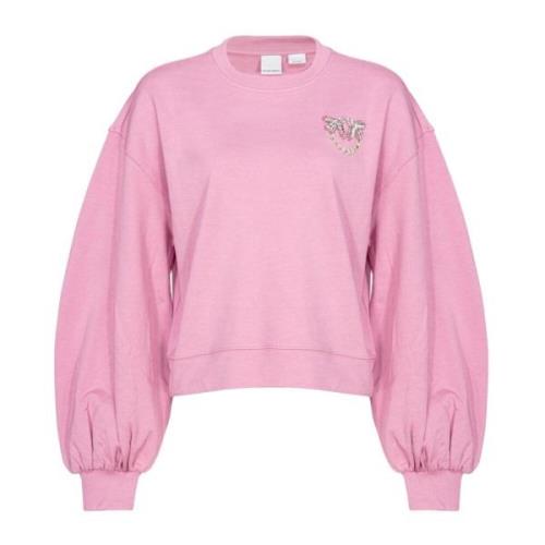 Love Birds Broderet Boxy Sweatshirt Pink