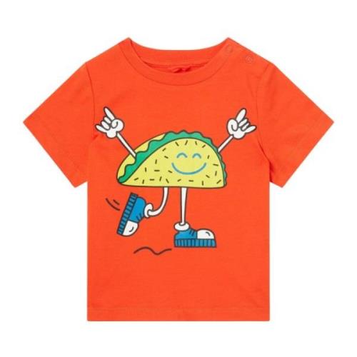 Orange Børne T-shirt med Multifarvet Print