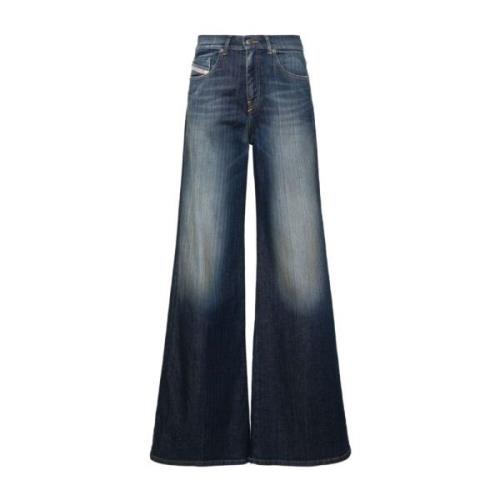 Blå Stonewashed Flare Jeans