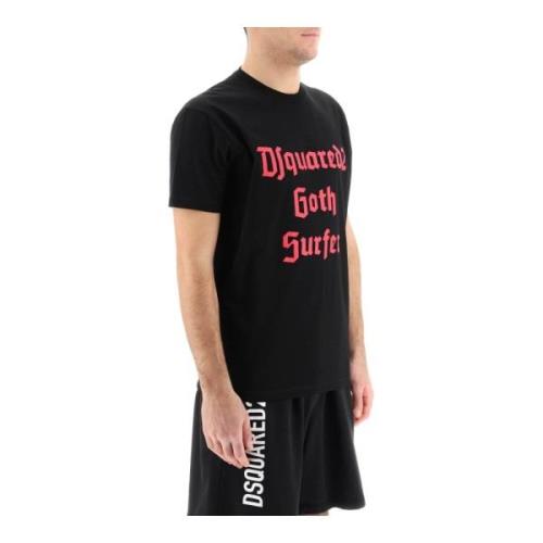 Goth Surfer T-Shirt med bogstavtryk