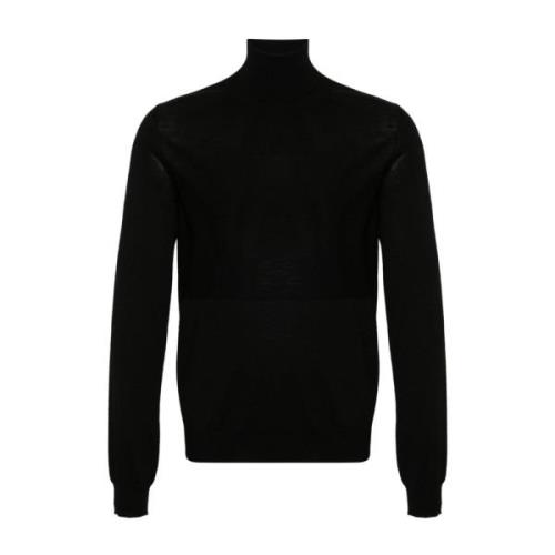 Sort Finstrikket Sweater Med Rullekrave