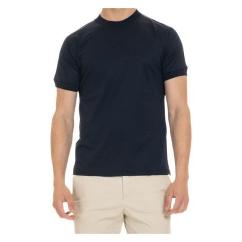 Blå Merceriseret Bomuld T-shirt Polo