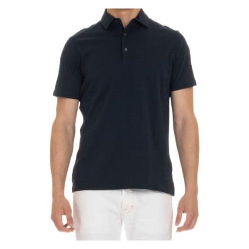 Blå Bomuld Jersey Polo Skjorte