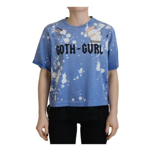 Sort Blonde Gotisk Print T-shirt