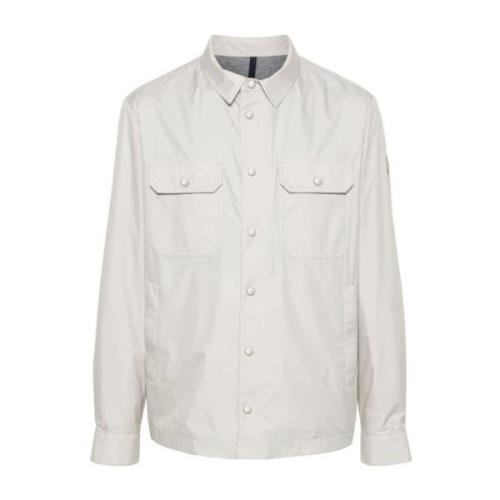 Hvid tekstureret jakke med appliqué-logo