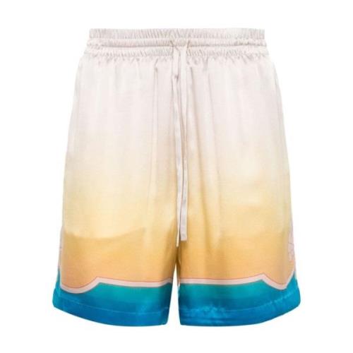 Silke Gradient Shorts med Farverig Print