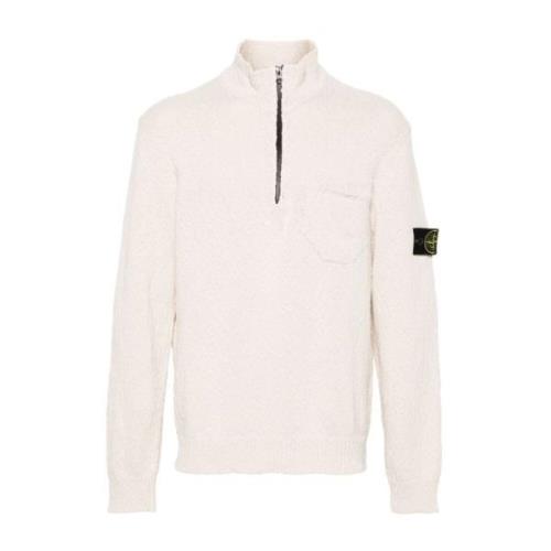 Ivory Bomuld Linned Cardigan Full-Zip