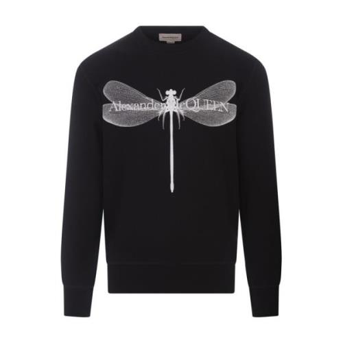 Dragonfly Print Crewneck Sweatshirt Sort