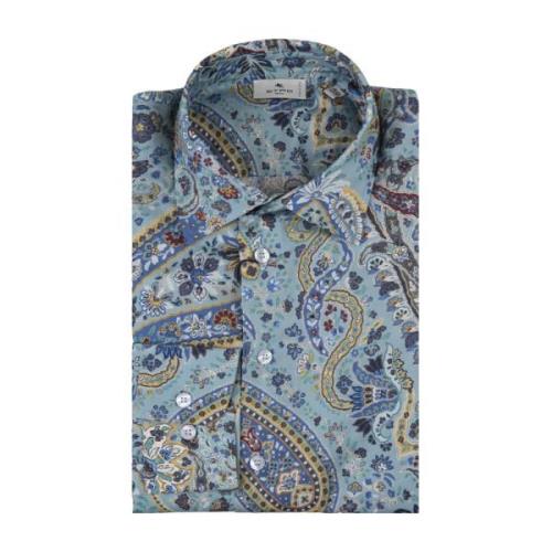 Blå Paisley Print Skjorte