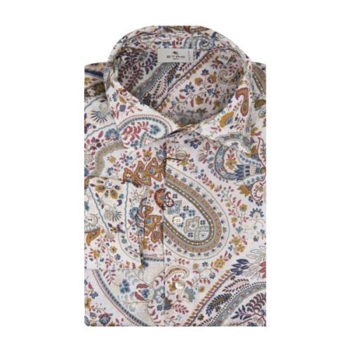 Paisley Print Hvid Bomuld Skjorte