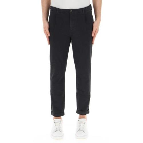 Slim Chino Navy Bukser med Plisser