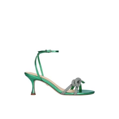 Iridescent Leather Sandals with Jewel Detail
