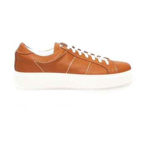 Orange Læder Sneakers med Gummisål