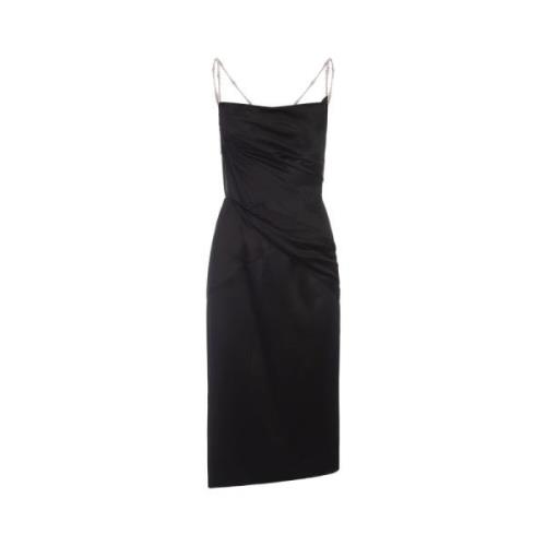 Sort Silke Satin Midi Kjole