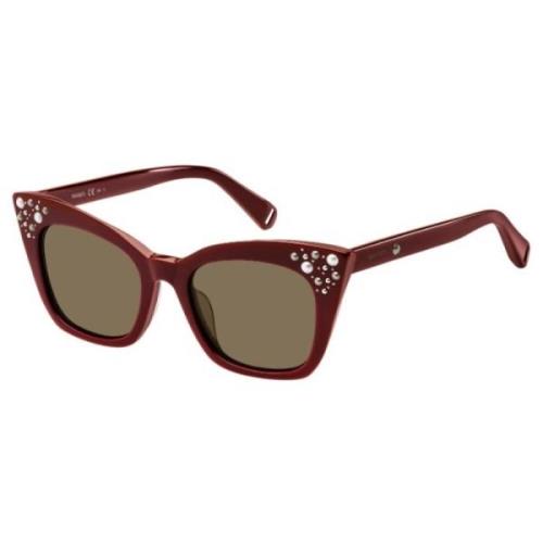 Røde solbriller med brune linser