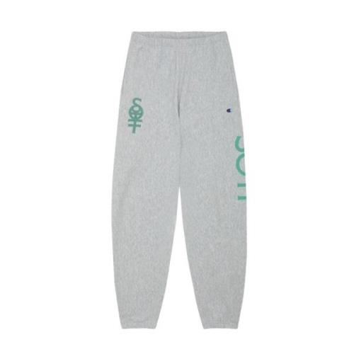 Sweatpants i ensfarvet fleece med logo