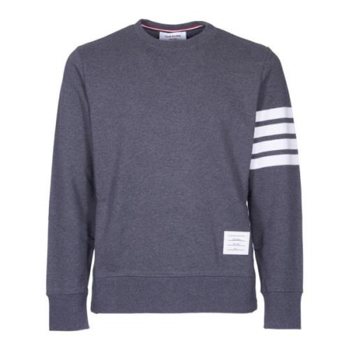 Klassisk Grå Crewneck Sweatshirt med 4-Bar Stripe Detalje