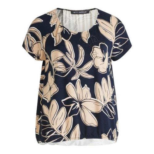 Blomstret Print Skjorte med Elastisk Talje