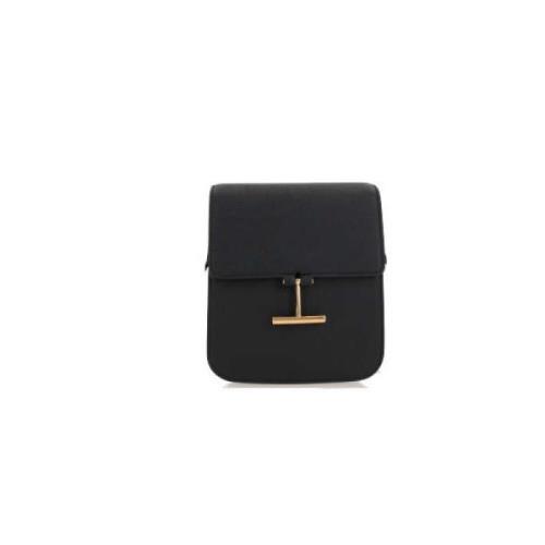 Sort Læder Crossbody Taske