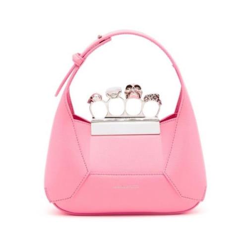 Flamingo Pink Jewelled Hobo Mini Taske