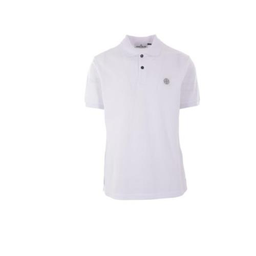 Hvid Polo T-shirt med Logo Patch