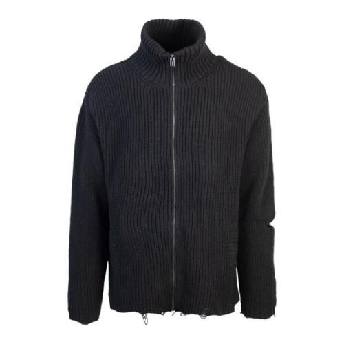 Sort Zip-Up Sweater med høj hals