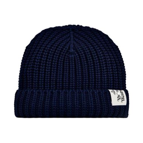 Blå Uld Beanie Hat Logo