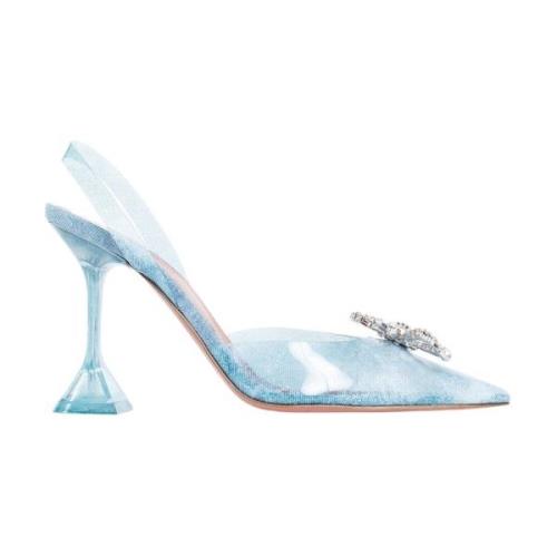 Krystal Broche Denim Slingback Hæle