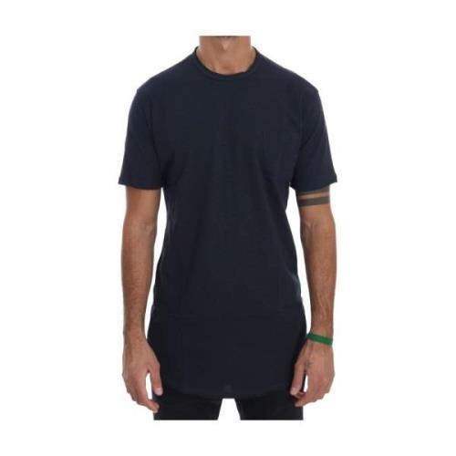 Blå Bomuld T-shirt med Lomme