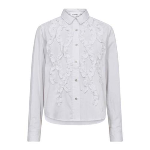 Ruffle Skjorte Bluse Hvid