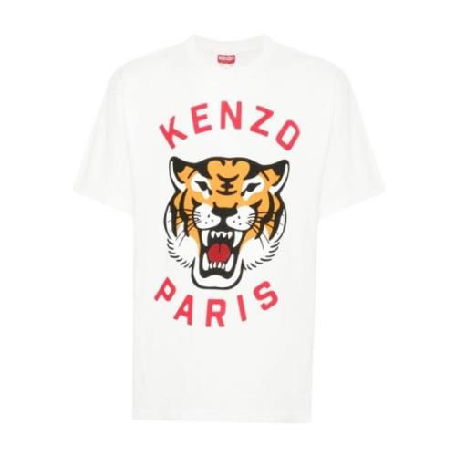 Hvid Tiger Print Jersey T-shirt